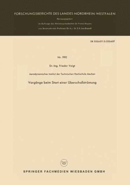 Frieder Voigt - Vorgänge beim Start einer Überschallströmung, E-bok