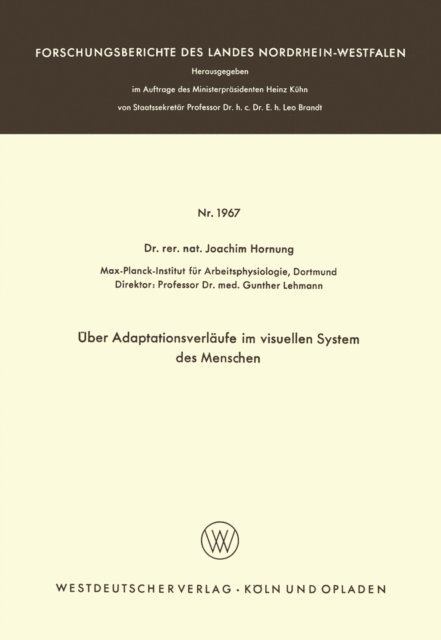 Joachim Hornung - Über Adaptationsverläufe im visuellen System des Menschen, E-bok