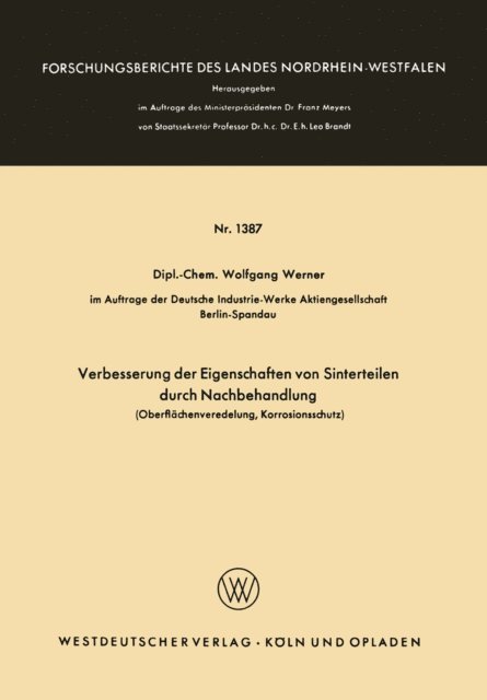 Wolfgang Werner - Verbesserung der Eigenschaften von Sinterteilen durch Nachbehandlung, E-bok