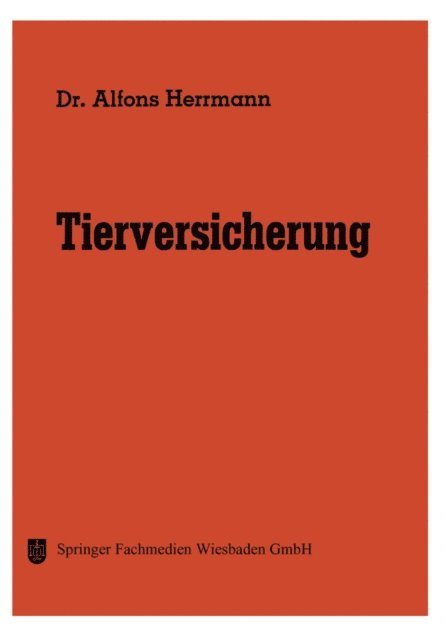 Alfons Herrmann - Tierversicherung, E-bok