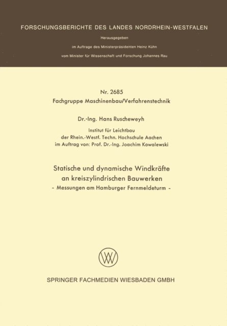 Hans Ruscheweyh - Statische und dynamische Windkräfte an kreiszylindrischen Bauwerken, E-bok