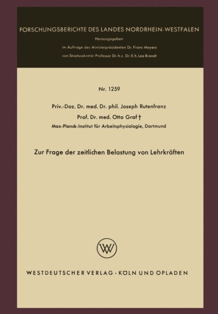 Joseph Rutenfranz - Zur Frage der zeitlichen Belastung von Lehrkräften, E-bok