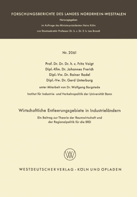 Gerd Unterburg, Rainer Radel, Johannes Frerich, Fritz Voigt - Wirtschaftliche Entleerungsgebiete in Industrieländern, E-bok