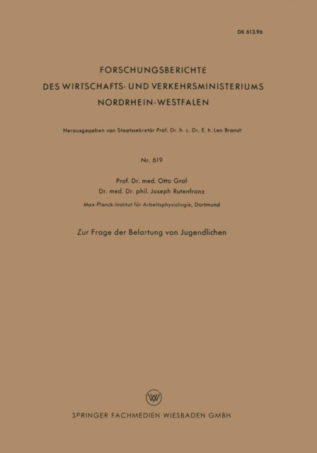 Otto Graf - Zur Frage der Belastung von Jugendlichen, E-bok