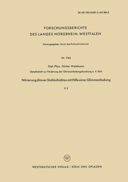 Gunter Waidmann - Nitrierung dünner Stahlschichten mit Hilfe einer Glimmentladung, E-bok