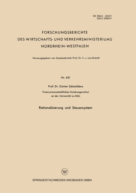 Gunter Schmolders - Rationalisierung und Steuersystem, E-bok