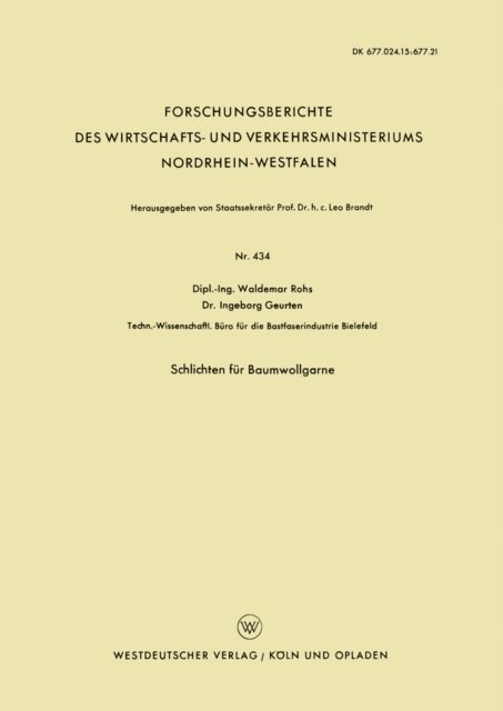 Waldemar Rohs - Schlichten für Baumwollgarne, E-bok
