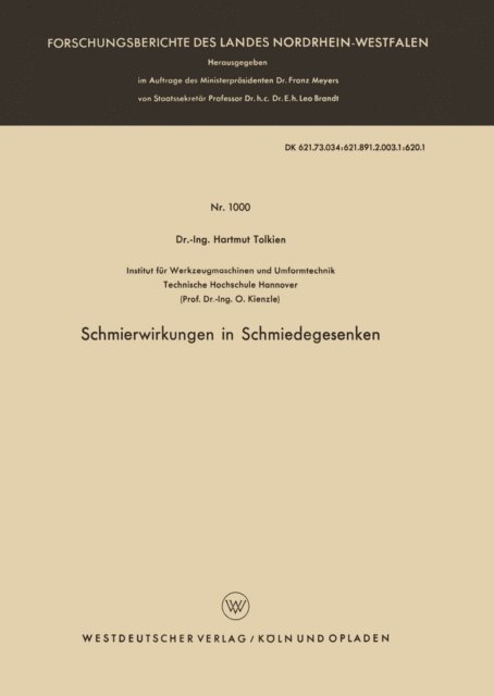 Hartmut Tolkien - Schmierwirkungen in Schmiedegesenken, E-bok