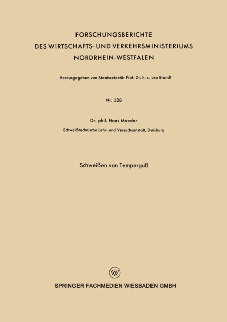 Hans Maeder - Schweißen von Temperguß, E-bok