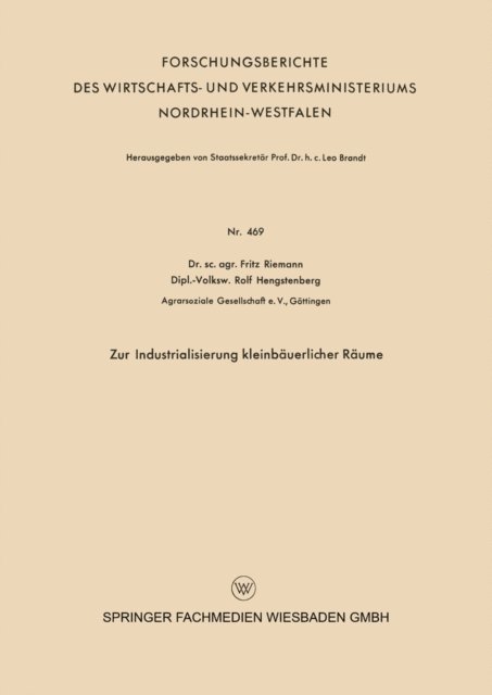 Fritz Riemann - Zur Industrialisierung kleinbäuerlicher Räume, E-bok