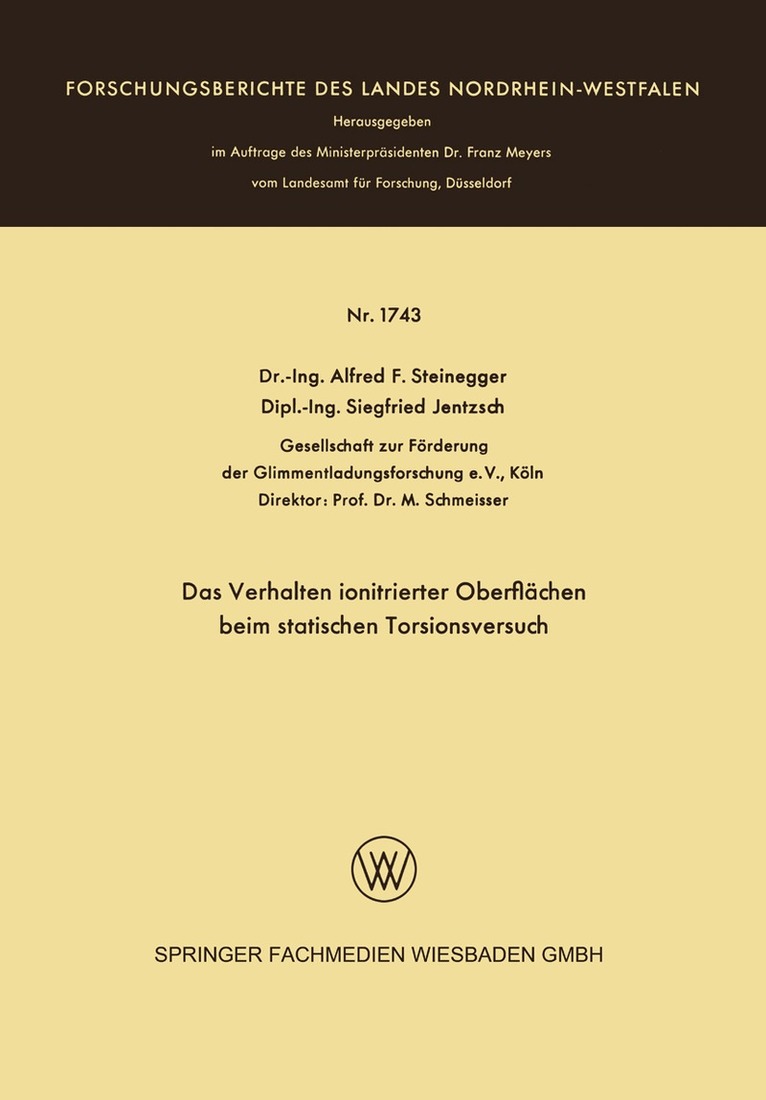 Alfred Friedrich Steinegger - Das Verhalten ionitrierter Oberflächen beim statischen Torsionsversuch, Häftad