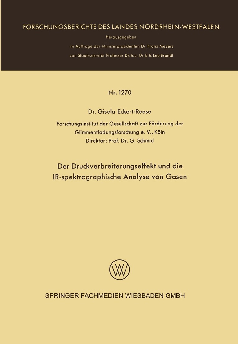 Gisela Eckert-Reese - Der Druckverbreiterungseffekt und die IR-spektrographische Analyse von Gasen, Häftad