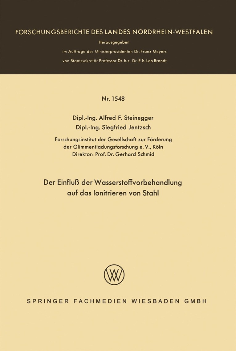 Alfred Friedrich Steinegger - Der Einfluß der Wasserstoffvorbehandlung auf das Ionitrieren von Stahl, Häftad