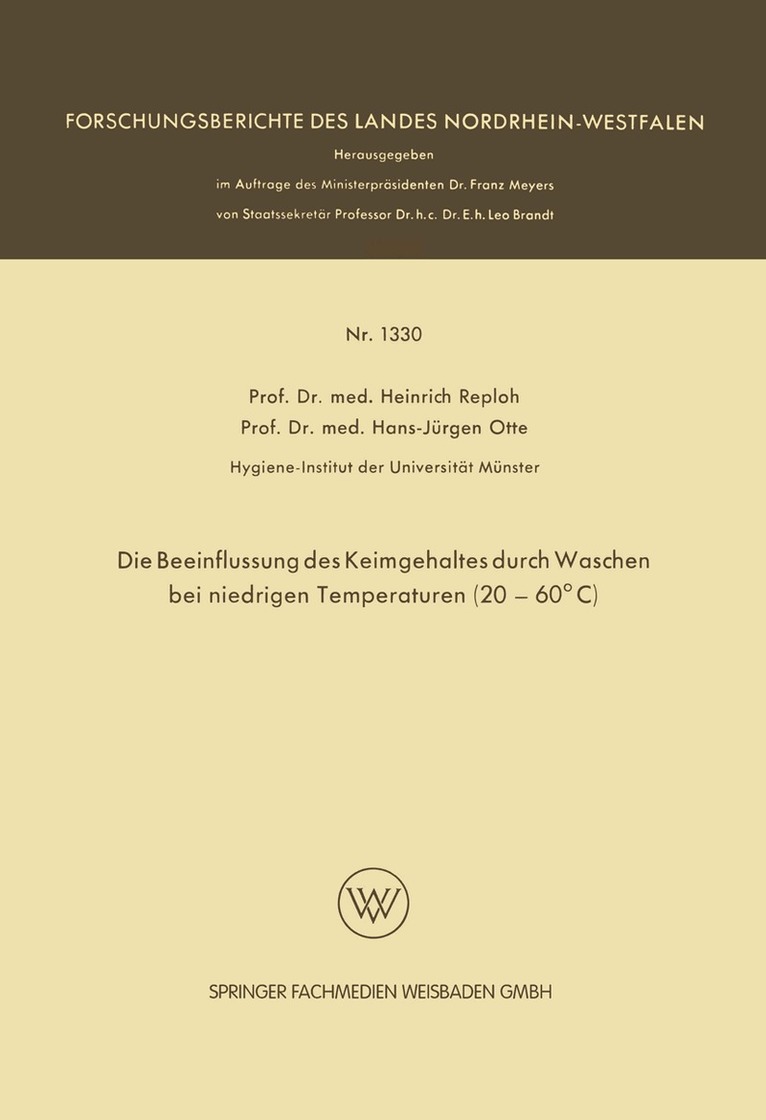 Heinrich Reploh - Die Beeinflussung des Keimgehaltes durch Waschen bei niedrigen Temperaturen (20–60°C), Häftad