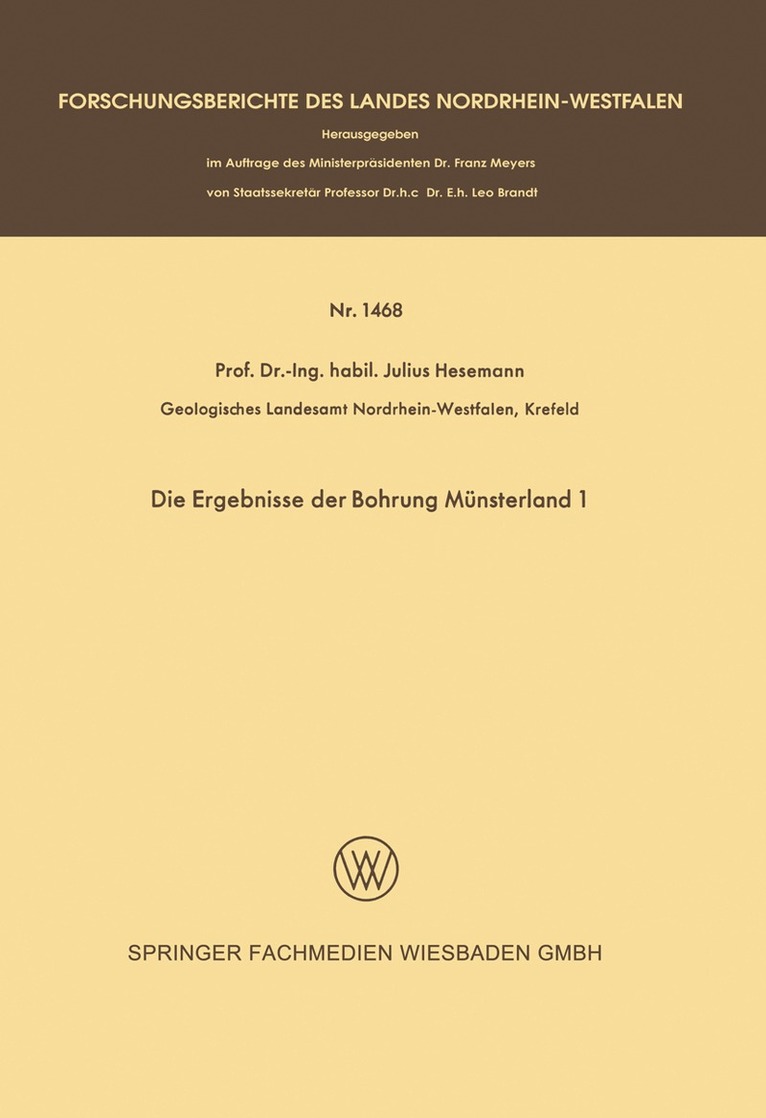 Julius Hesemann - Die Ergebnisse der Bohrung Münsterland 1, Häftad