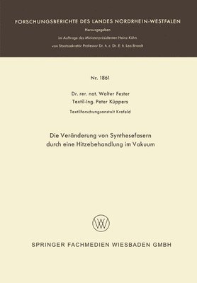 Walter Fester - Veränderung von Synthesefasern durch eine Hitzebehandlung im Vakuum, Häftad