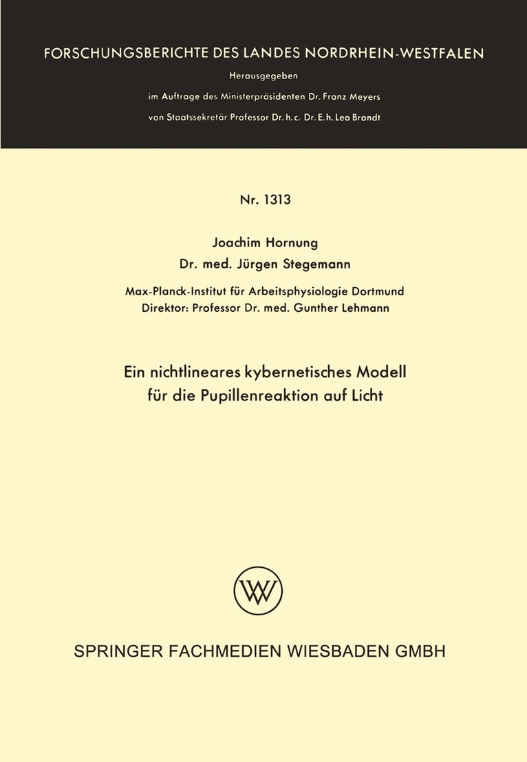 Joachim Hornung - Ein nichtlineares kybernetisches Modell für die Pupillenreaktion auf Licht, Häftad