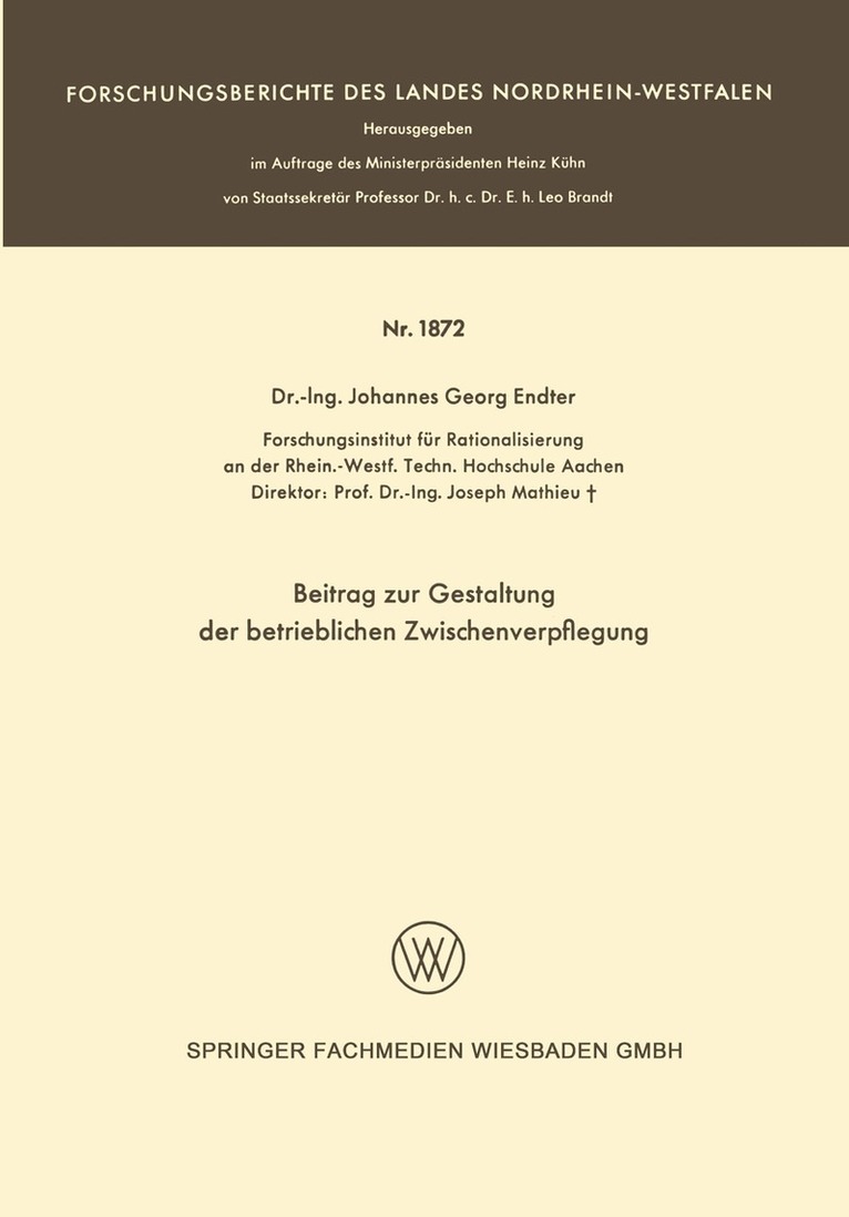 Johannes-Georg Endter - Beitrag zur Gestaltung der betrieblichen Zwischenverpflegung, Häftad