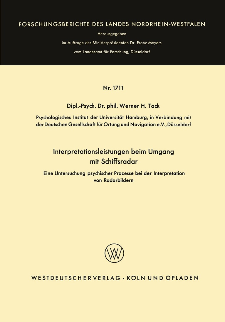 Werner H. Tack - Interpretationsleistungen beim Umgang mit Schiffsradar, Häftad