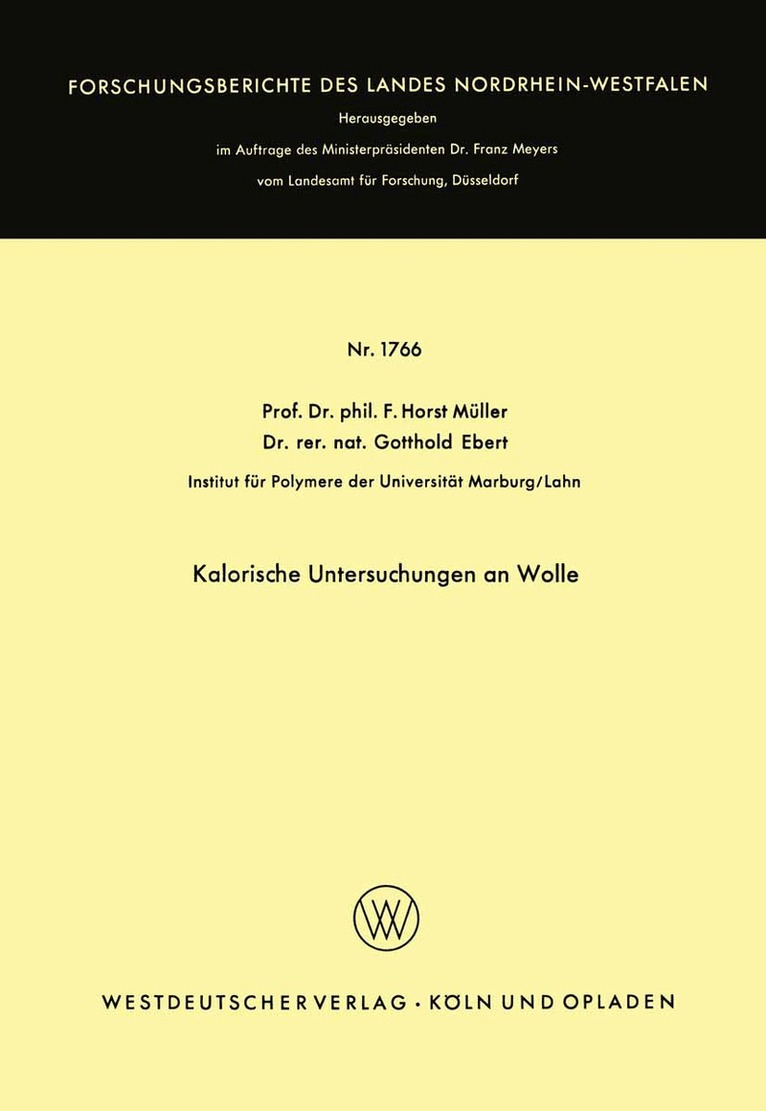 Friedrich Horst Müller - Kalorische Untersuchungen an Wolle, Häftad