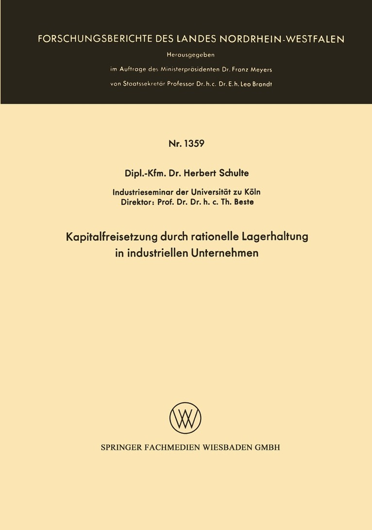 Herbert Schulte - Kapitalfreisetzung durch rationelle Lagerhaltung in industriellen Unternehmen, Häftad