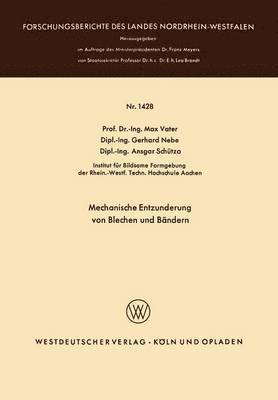 Max Vater - Mechanische Entzunderung Von Blechen Und Bändern, Häftad