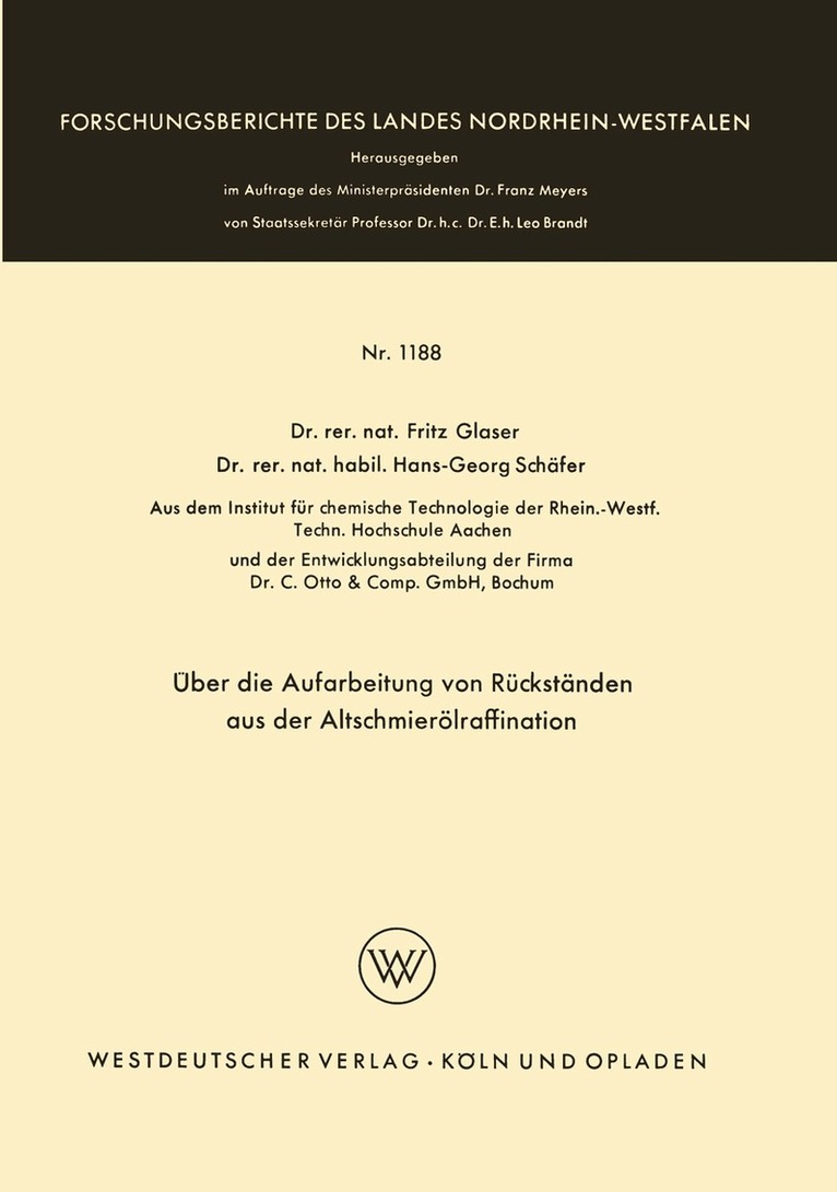 Fritz Glaser - Über die Aufarbeitung von Rückständen aus der Altschmierölraffination, Häftad