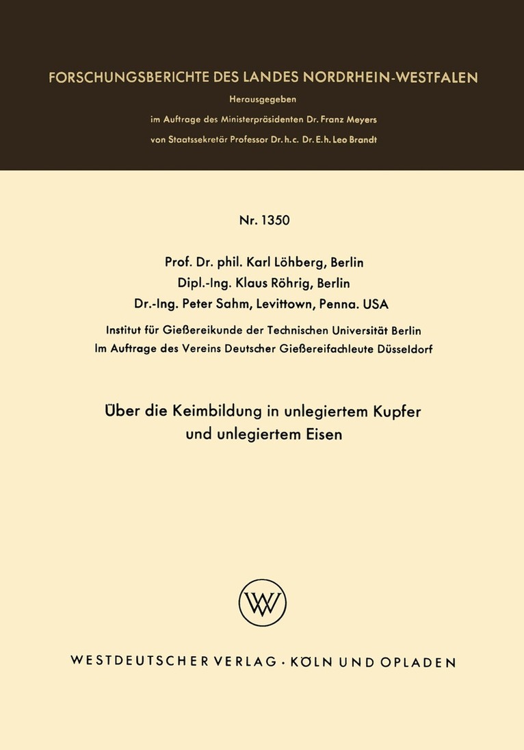 Karl Löhberg - Über die Keimbildung in unlegiertem Kupfer und unlegiertem Eisen, Häftad