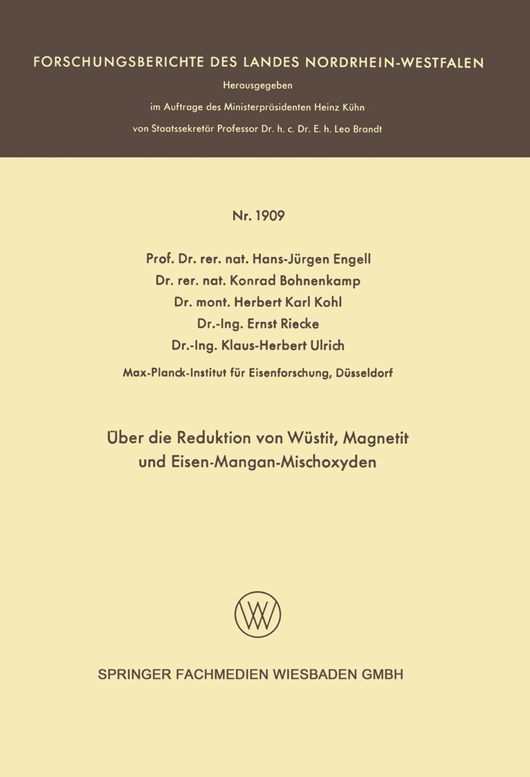 Hans-Jürgen Engell - Über die Reduktion von Wüstit, Magnetit und Eisen-Mangan-Mischoxyden, Häftad