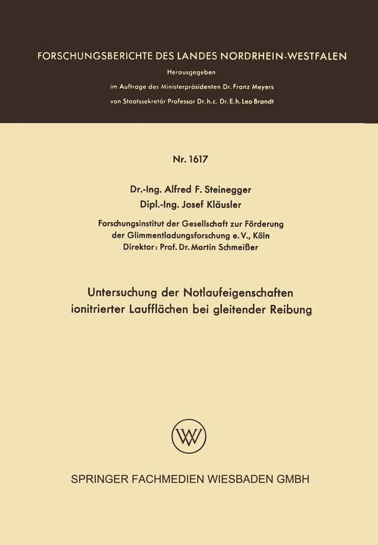 Alfred Friedrich Steinegger - Untersuchung der Notlaufeigenschaften ionitrierter Laufflächen bei gleitender Reibung, Häftad