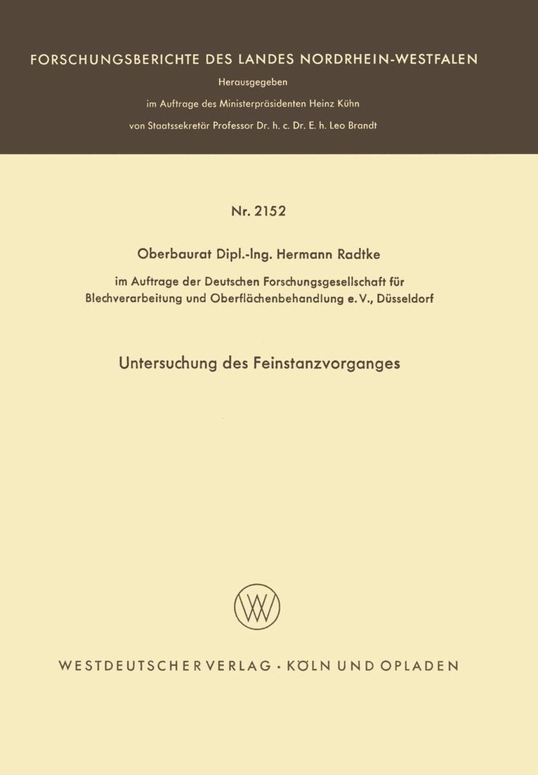 Hermann Radtke - Untersuchung des Feinstanzvorganges, Häftad