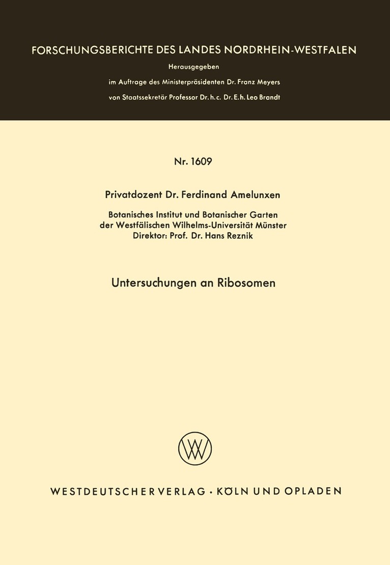 Ferdinand Amelunxen - Untersuchungen an Ribosomen, Häftad