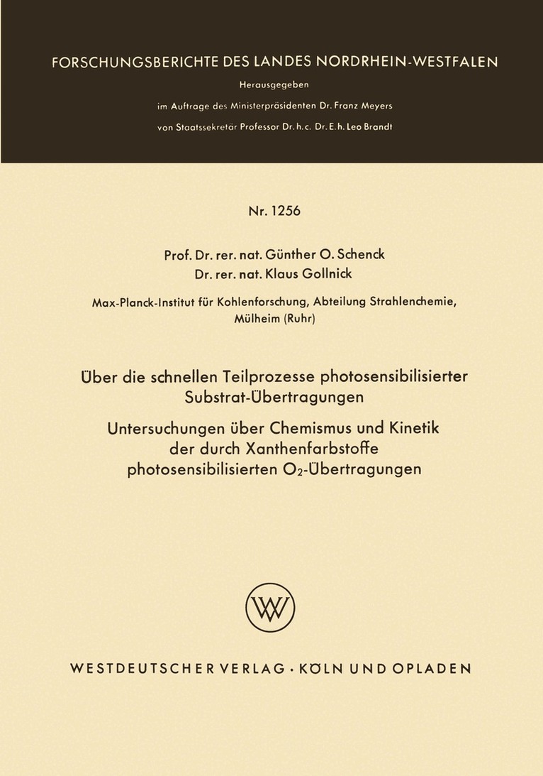 Klaus Gollnick - Über die schnellen Teilprozesse photosensibilisierter Substrat-Übertragungen, Häftad