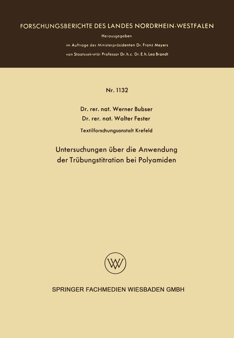 Werner Bubser - Untersuchungen über die Anwendung der Trübungstitration bei Polyamiden, Häftad