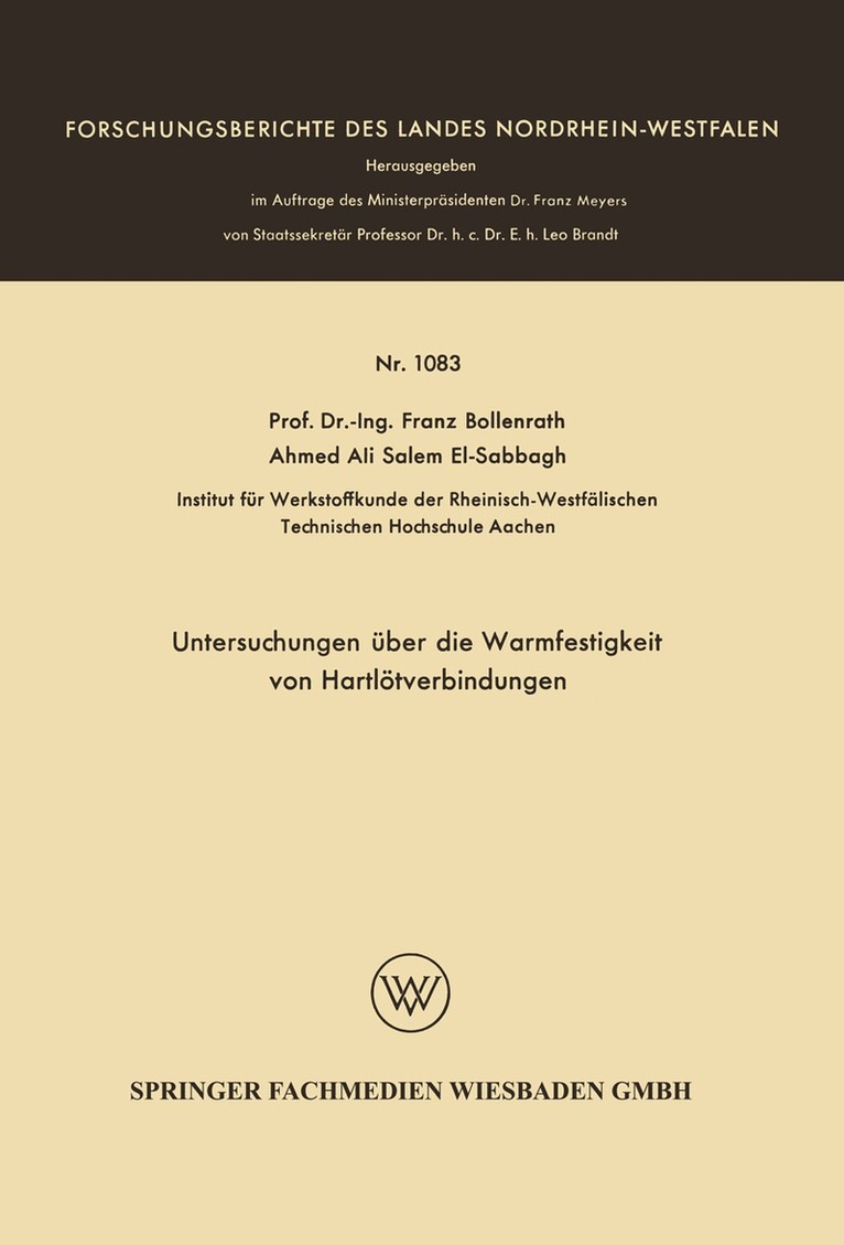 Franz Bollenrath - Untersuchungen über die Warmfestigkeit von Hartlötverbindungen, Häftad