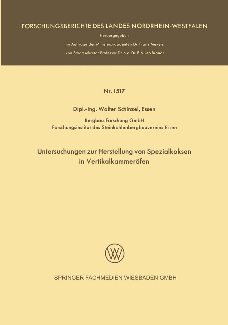 Walter Schinzel - Untersuchungen zur Herstellung von Spezialkoksen in Vertikalkammeröfen, Häftad