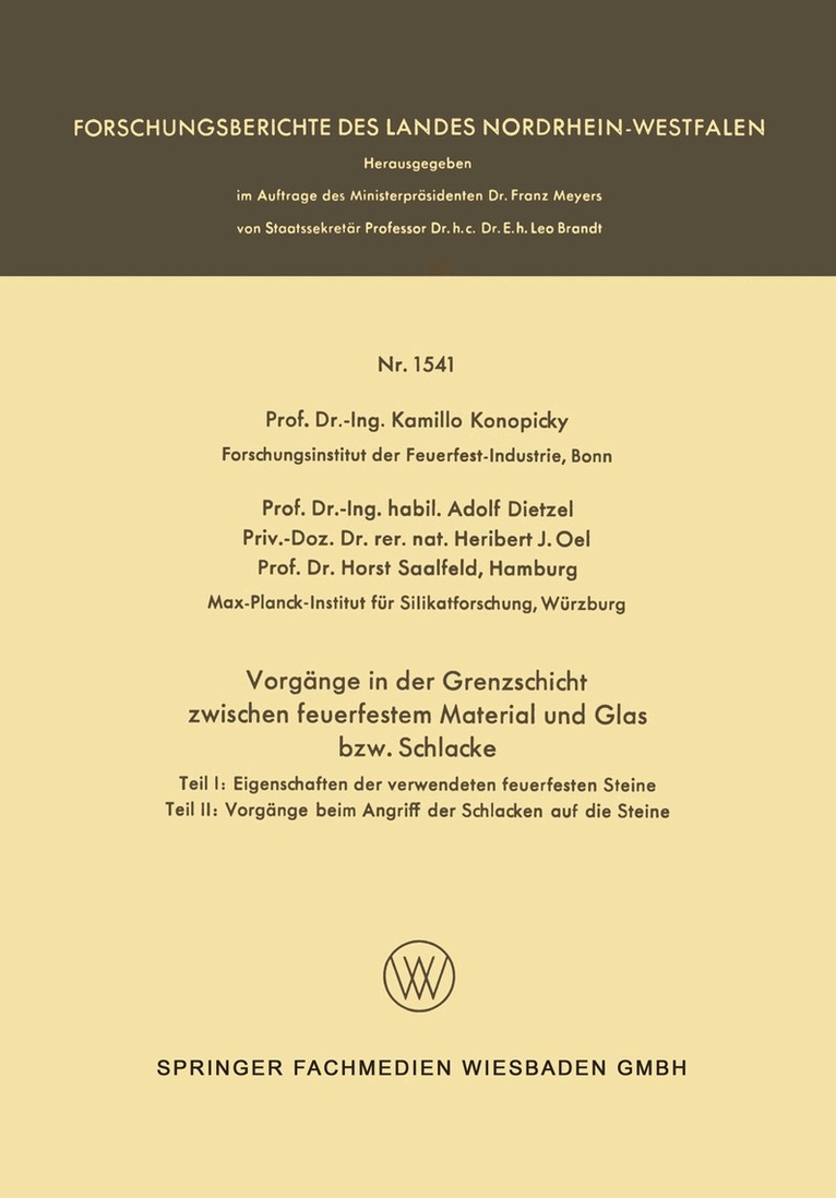 Kamillo Konopicky - Vorgänge in der Grenzschicht zwischen feuerfestem Material und Glas bzw. Schlacke, Häftad