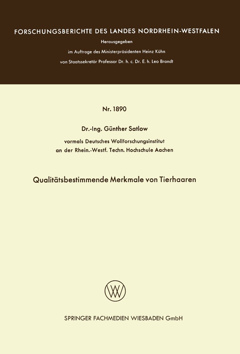 Günther Satlow - Qualitätsbestimmende Merkmale von Tierhaaren, Häftad