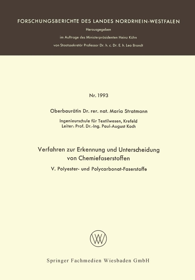 Maria Stratmann - Verfahren zur Erkennung und Unterscheidung von Chemiefaserstoffen, Häftad