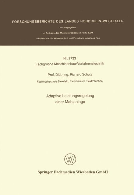 Richard Schulz - Adaptive Leistungsregelung einer Mahlanlage, E-bok