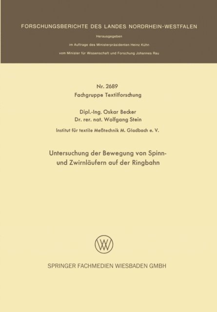 Oskar Becker - Untersuchung der Bewegung von Spinn- und Zwirnläufern auf der Ringbahn, E-bok