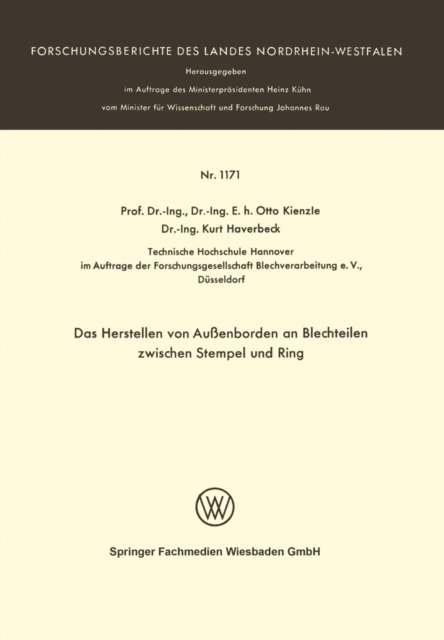 Otto Kienzle - Das Herstellen von Außenborden an Blechteilen zwischen Stempel und Ring, E-bok