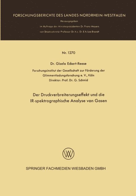 Gisela Eckert-Reese - Der Druckverbreiterungseffekt und die IR-spektrographische Analyse von Gasen, E-bok. Tillgänglighet: Lägg i varukorg