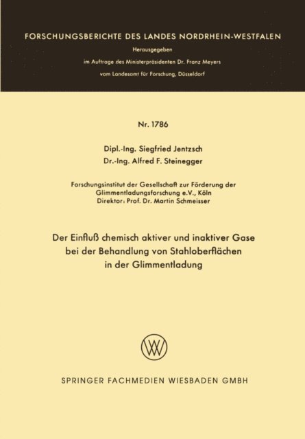 Siegfried Jentzsch - Der Einfluß chemisch aktiver und inaktiver Gase bei der Behandlung von Stahloberflächen in der Glimmentladung, E-bok