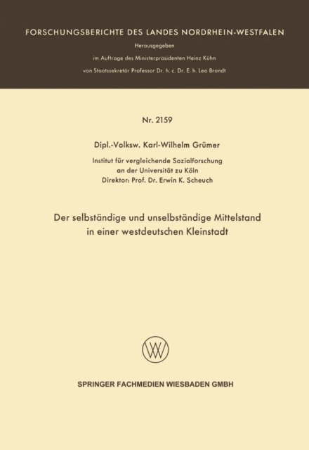 Karl-Wilhelm Grumer - Der selbständige und unselbständige Mittelstand in einer westdeutschen Kleinstadt, E-bok