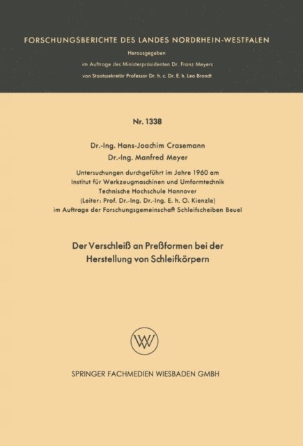 Hans-Joachim Crasemann - Der Verschleiß an Preßformen bei der Herstellung von Schleifkörpern, E-bok