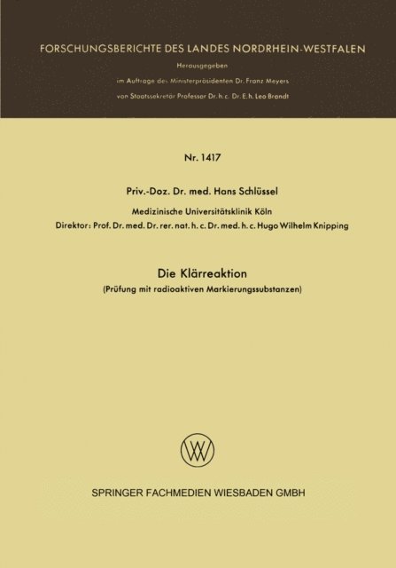 Hans Schlussel - Die Klärreaktion, E-bok