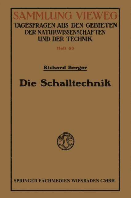 Richard Berger - Die Schalltechnik, E-bok