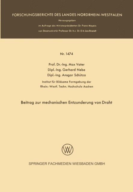Max Vater - Beitrag zur mechanischen Entzunderung von Draht, E-bok