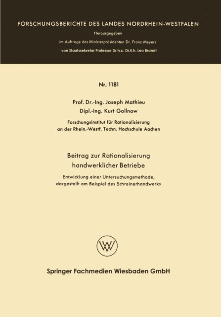 Joseph Mathieu - Beitrag zur Rationalisierung handwerklicher Betriebe, E-bok